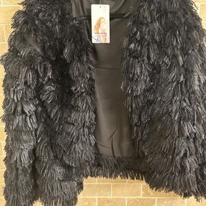 PrettyLittleThing Black Textured Teddy Jacket